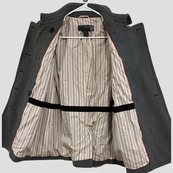 MARC JACOBS Womens Gray Double Breast Peacoat Size M 100% Wool - Picture 4 of 12